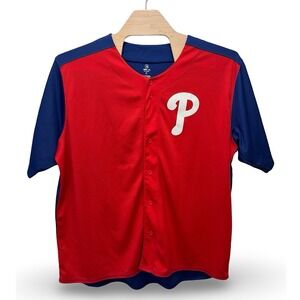 Stitches Philadelphia Phillies MLB Baseball Jersey Red Blue Mens 2XL XXL